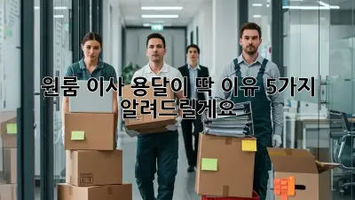 원룸 이사? 용달이 딱! 이유 5가지 알려드릴게요!